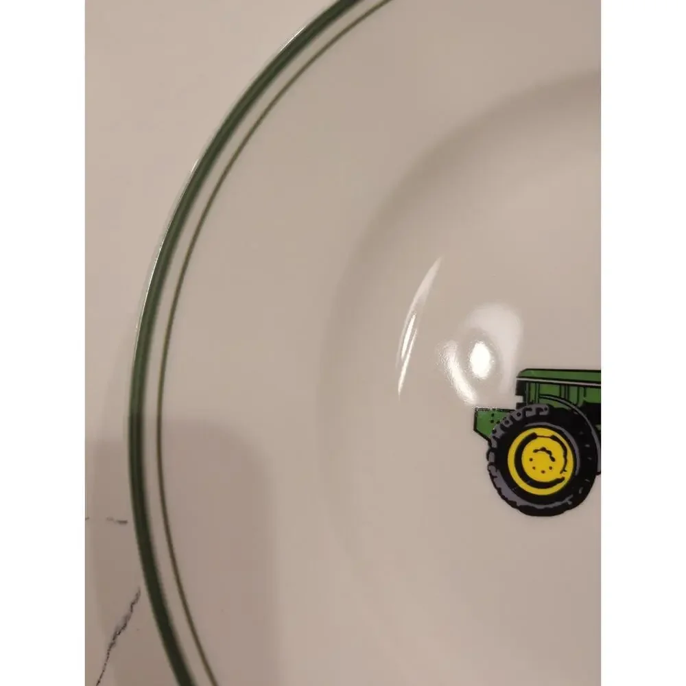 John Deere Ceramic Plates Set of 2 Gibson Tractor Dinner Salad Plate Bowl Bundle